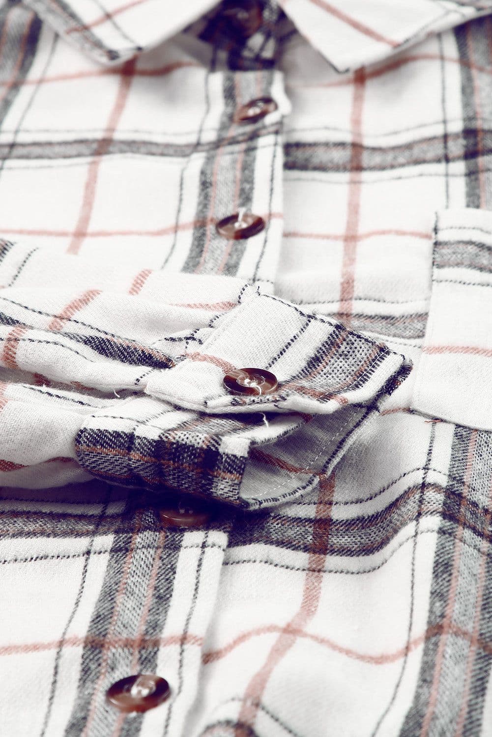 image-White Oversized Plaid Pattern Shacket with Slits