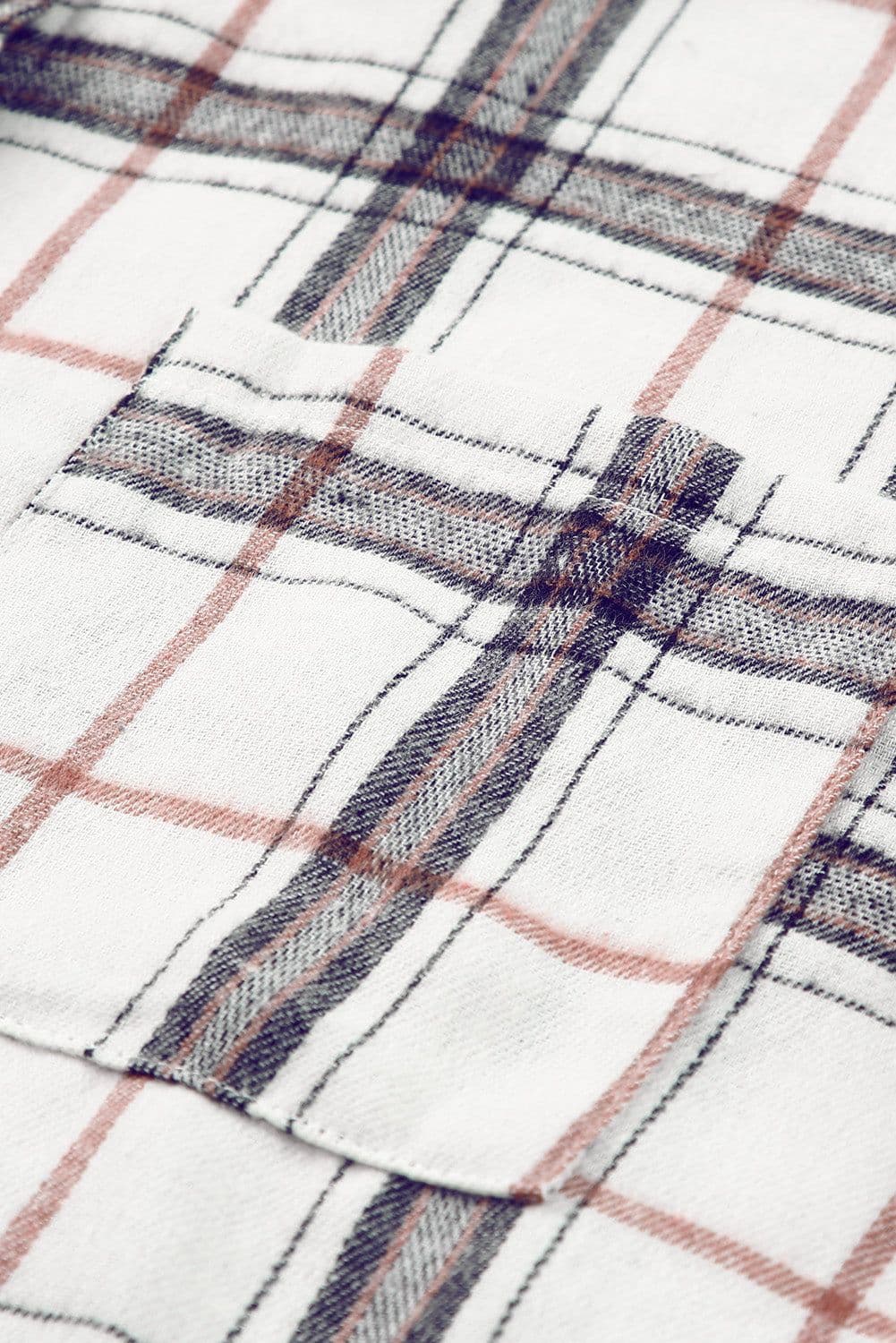 image-White Oversized Plaid Pattern Shacket with Slits
