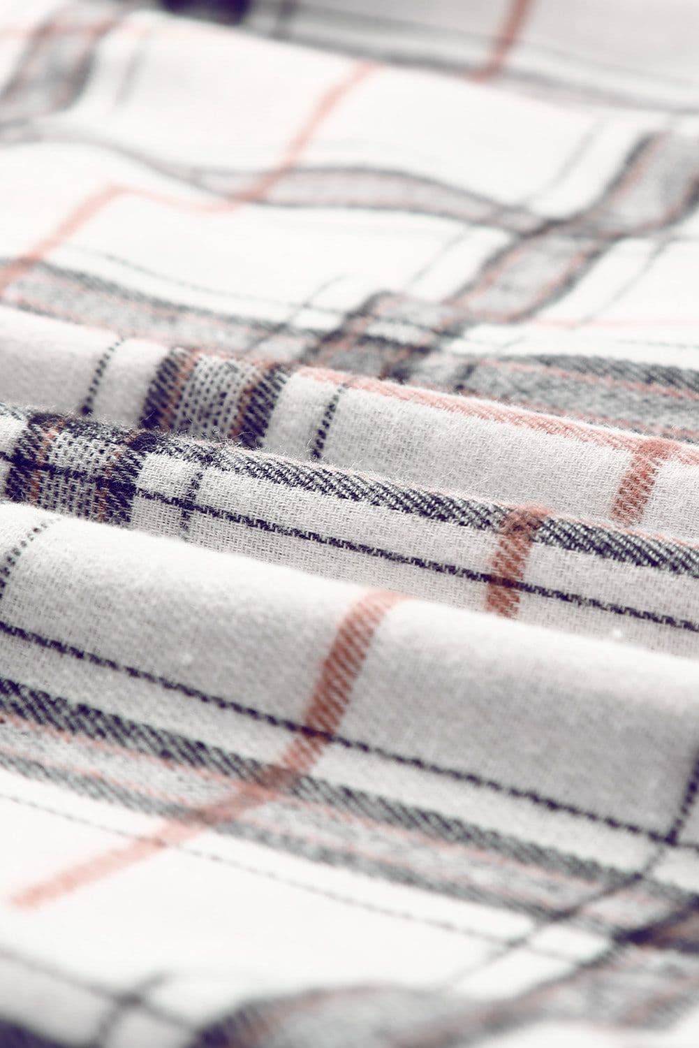 image-White Oversized Plaid Pattern Shacket with Slits