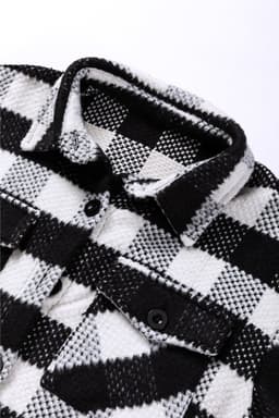 image-Black Plaid Textured Flap Pocket Shacket
