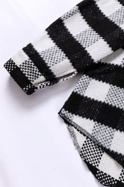 image-Black Plaid Textured Flap Pocket Shacket