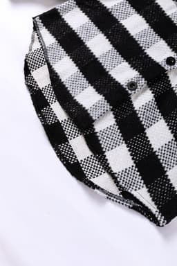 image-Black Plaid Textured Flap Pocket Shacket