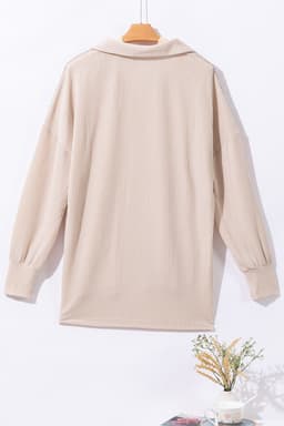 image-Parchment Sequin Patch Chest Pocket Corded Shacket