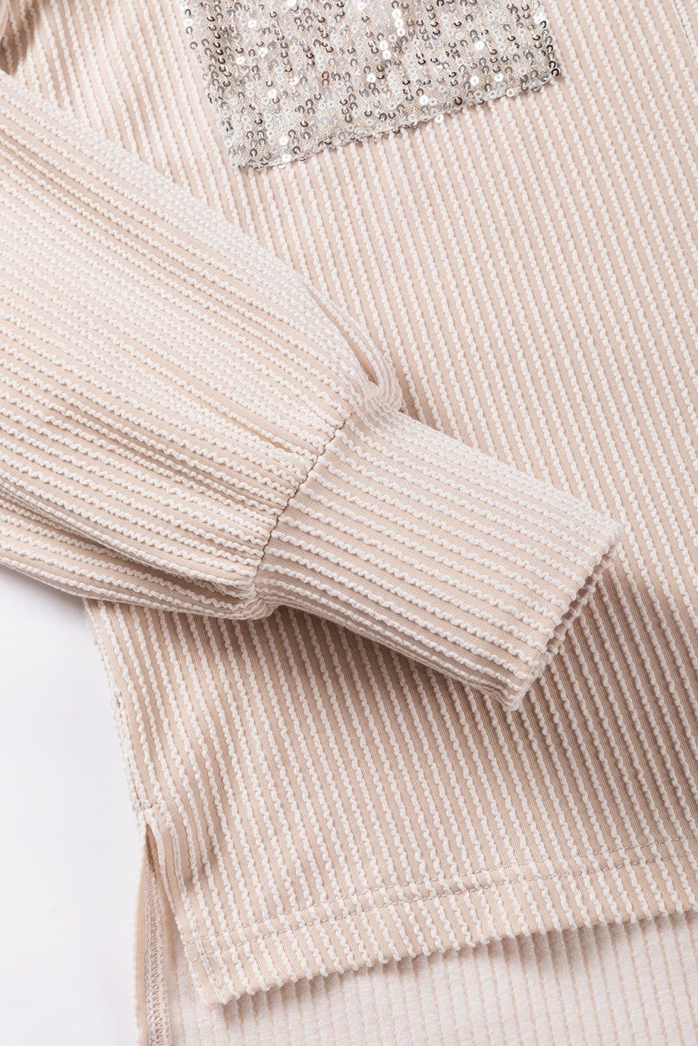 image-Parchment Sequin Patch Chest Pocket Corded Shacket