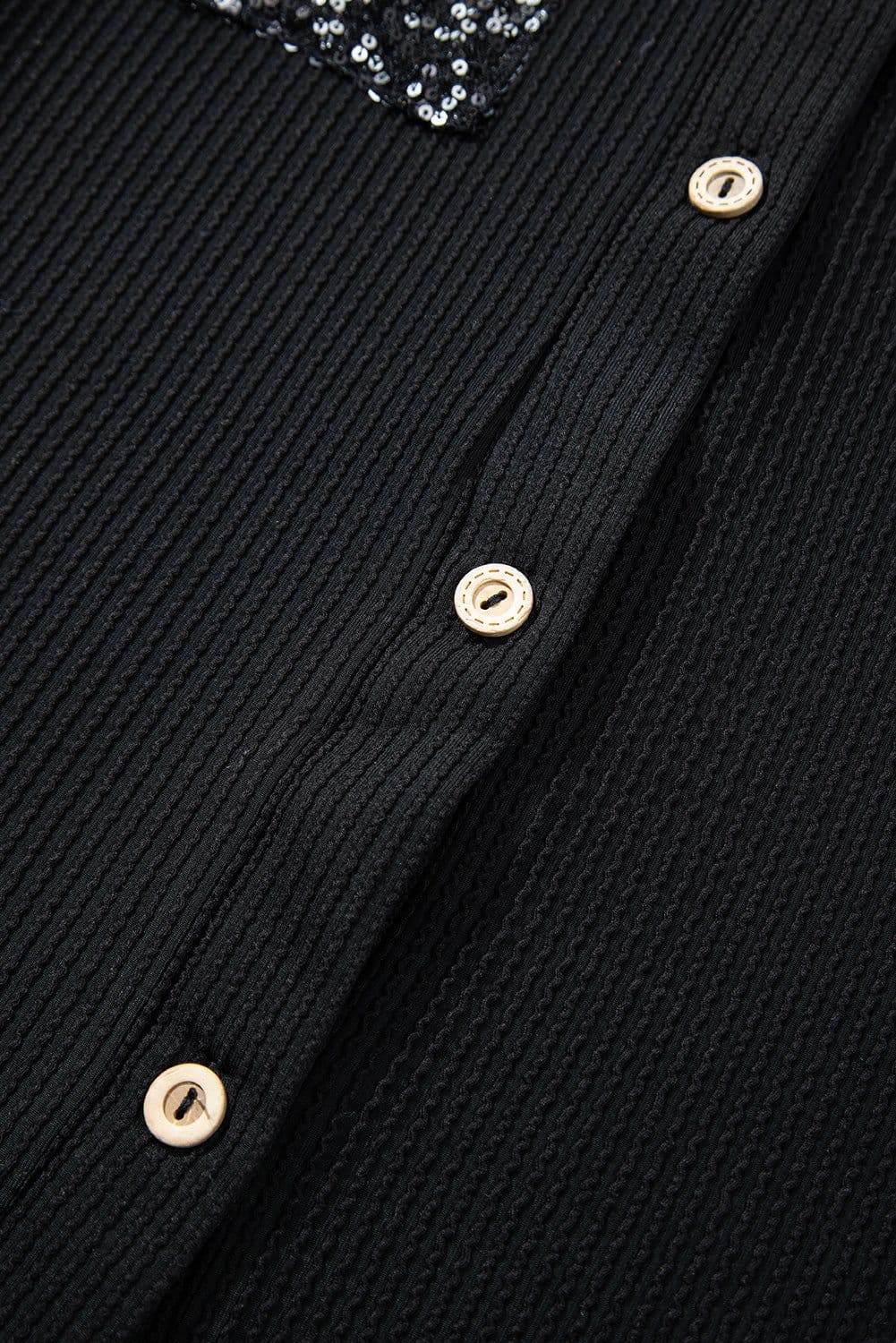 image-Parchment Sequin Patch Chest Pocket Corded Shacket