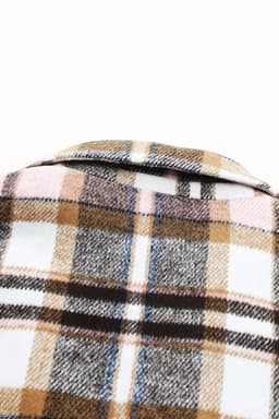 image-Khaki Plaid Button Up Lapel Jacket