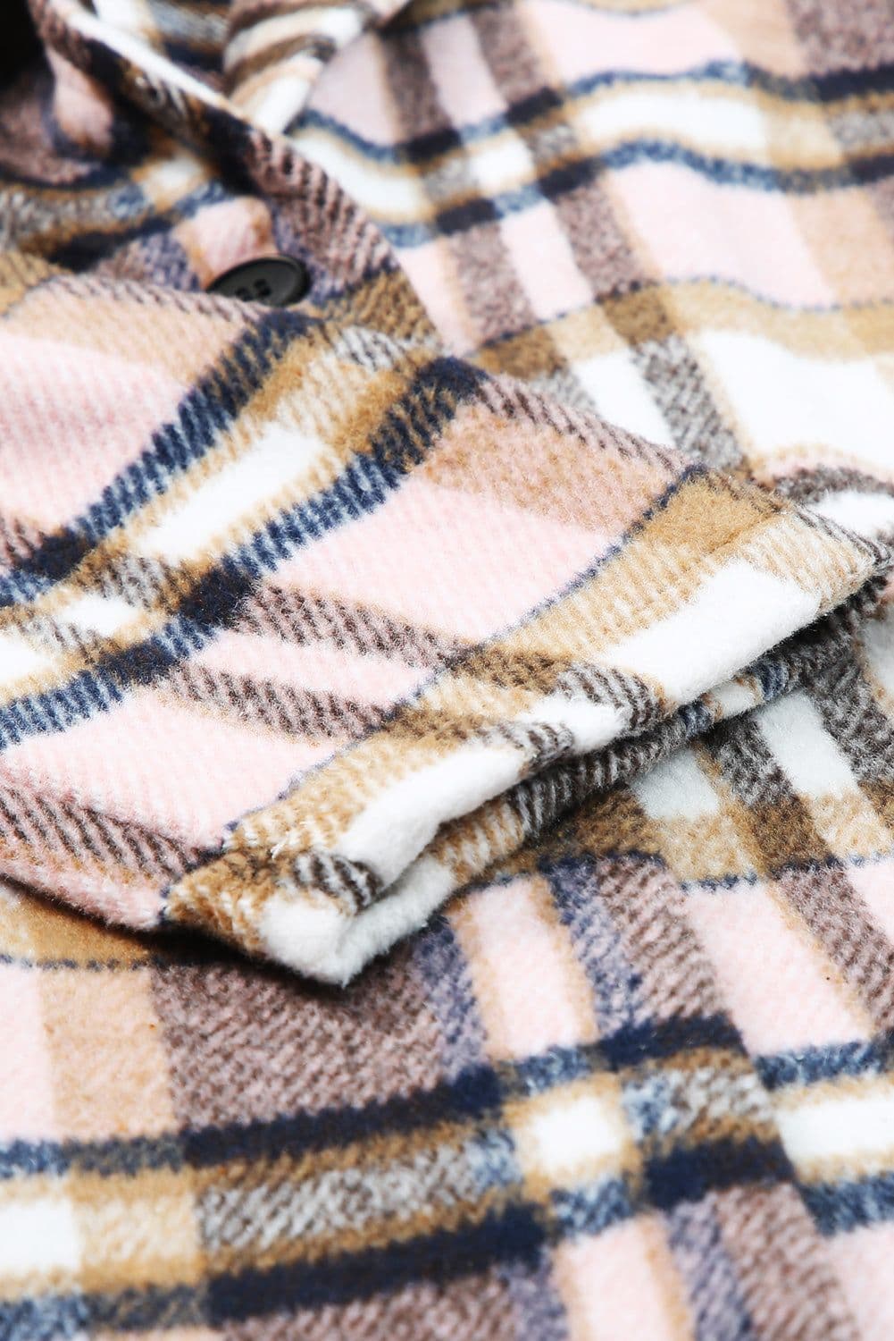 image-Khaki Plaid Button Up Lapel Jacket