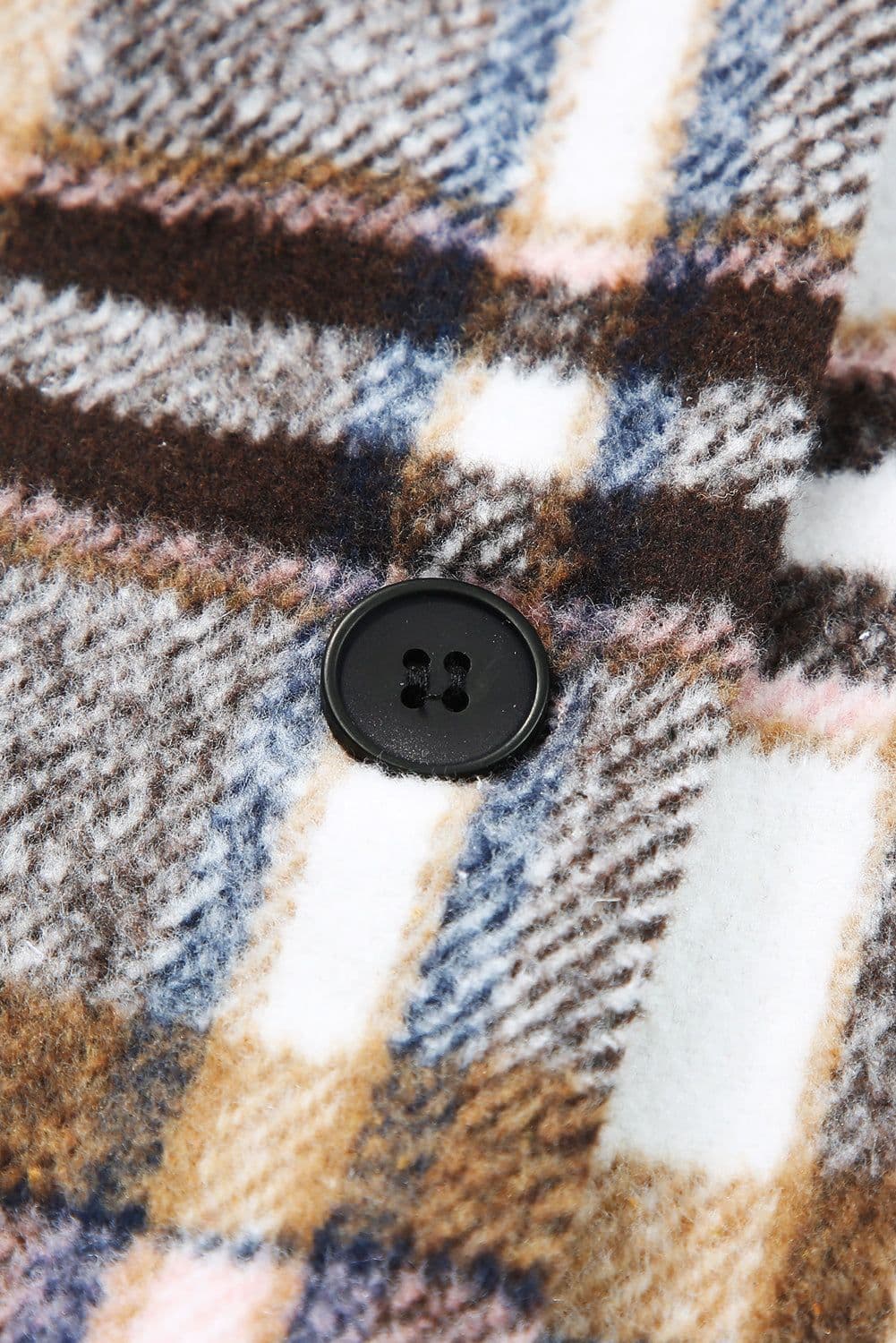 image-Khaki Plaid Button Up Lapel Jacket