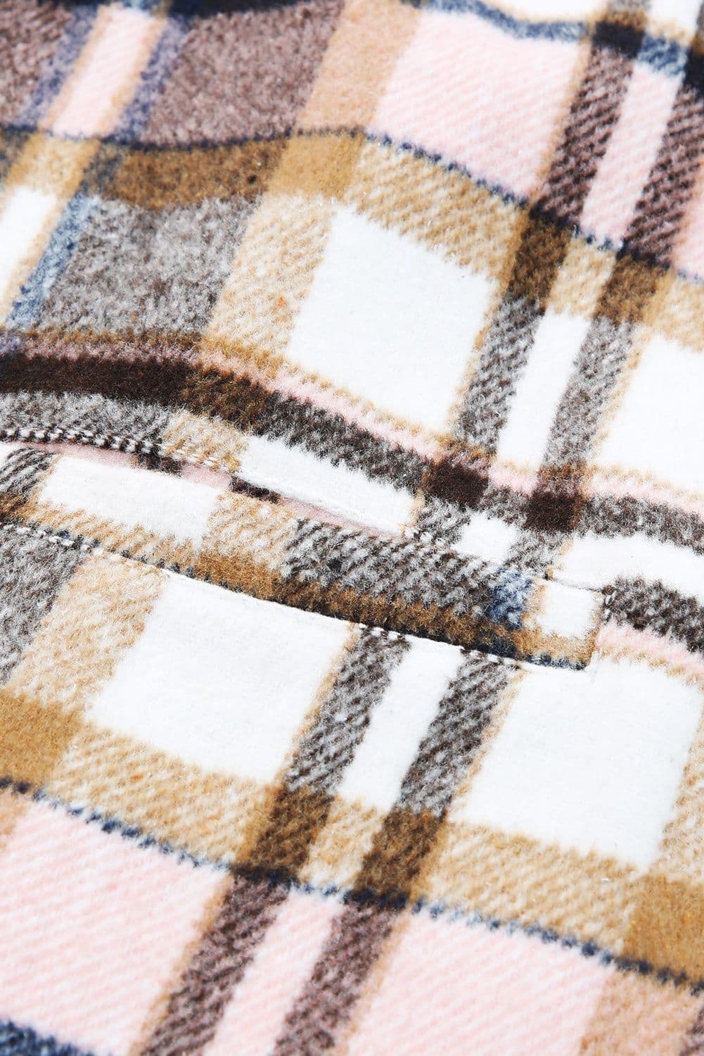 image-Khaki Plaid Button Up Lapel Jacket