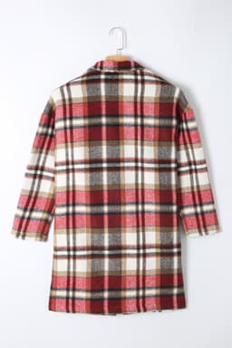 image-Khaki Plaid Button Up Lapel Jacket