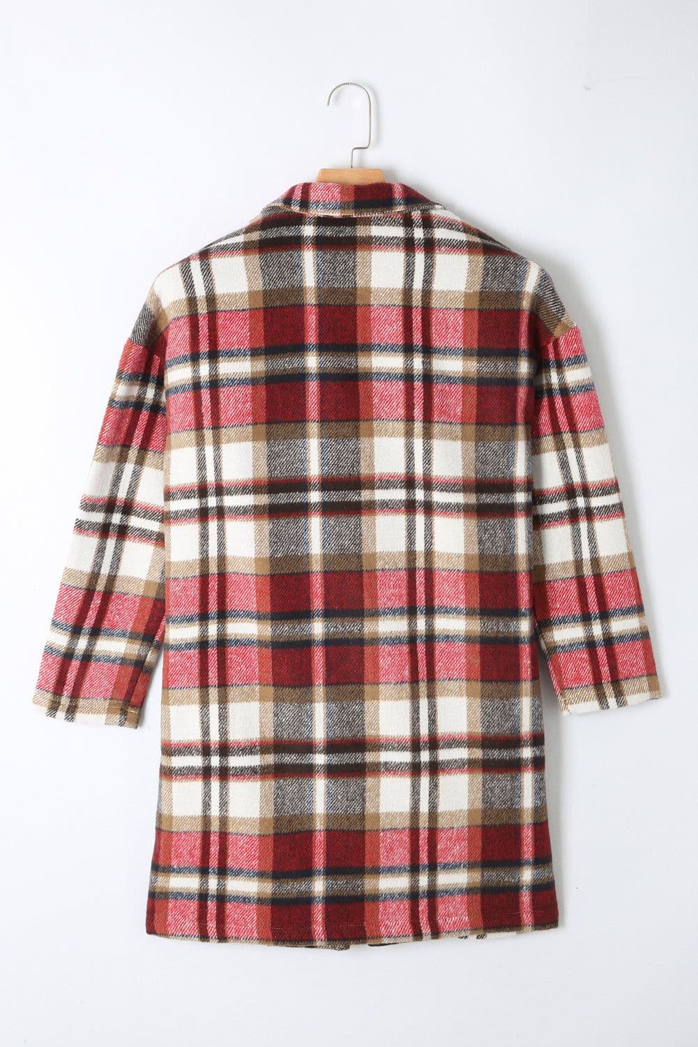 image-Khaki Plaid Button Up Lapel Jacket