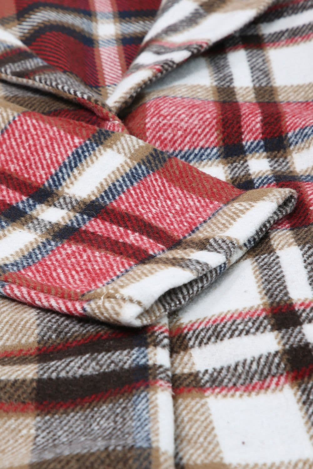 image-Khaki Plaid Button Up Lapel Jacket