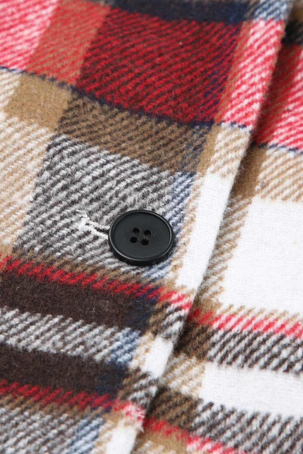 image-Khaki Plaid Button Up Lapel Jacket