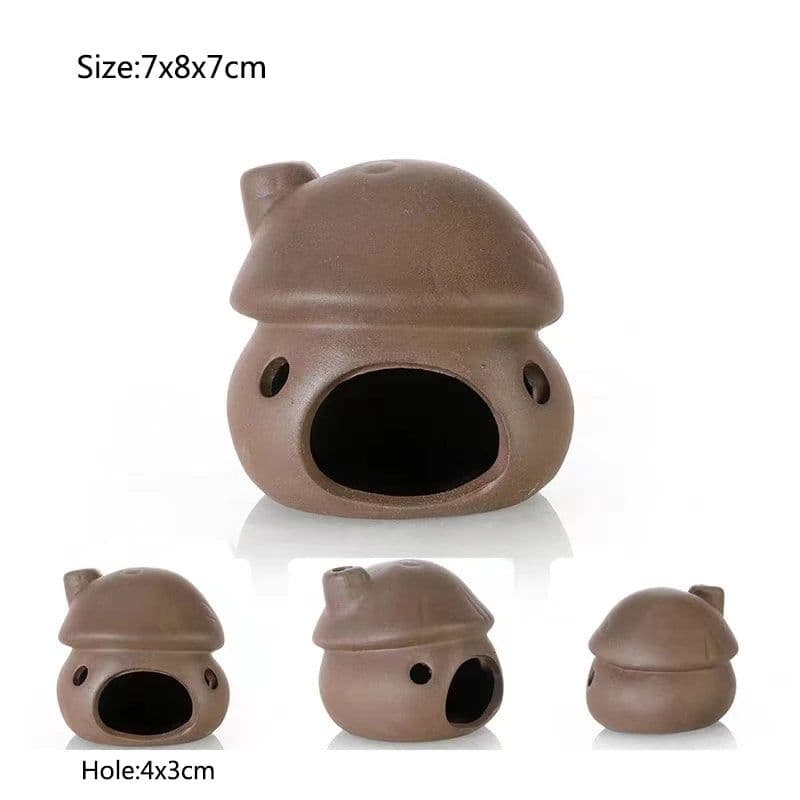 image-Large Ceramic Aquarium Decoration Fish Shrimps Shelter House Pottery Scorpion House Canister Simulation Stone Fish Tank Decors