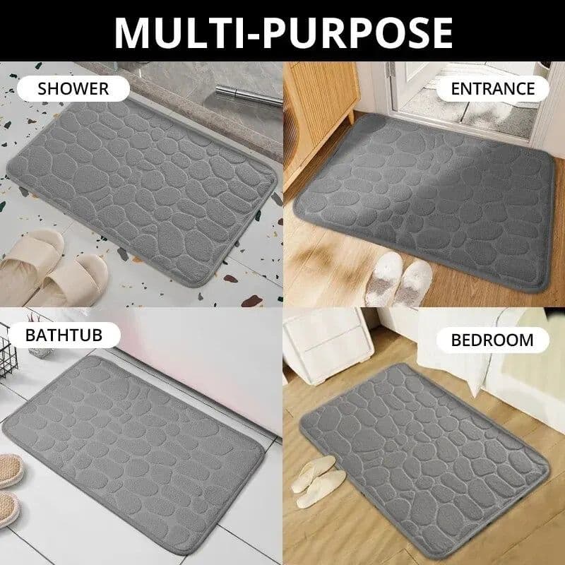 image-1pc embossed fiber carpet, bathroom living room anti slip mat, pebble floor mat, household items