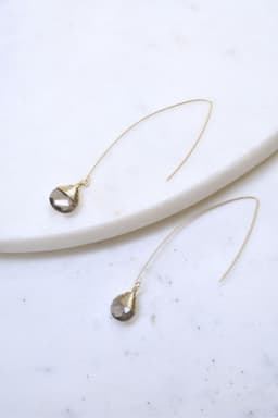 image-Jill Long Wire Drop Earrings in Smoky Quartz