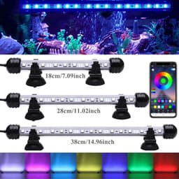 image-LED RGB Aquarium Light 18-38cm Bluetooth-compatible Colour Changing Fish Tank Lamp Waterproof Submersible Plant LED Lights Decor