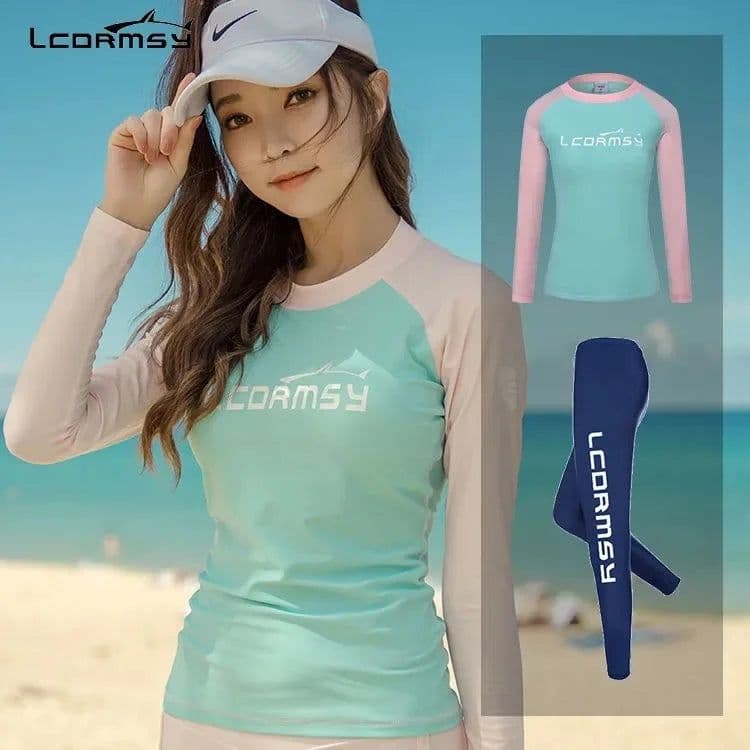 image-Long-sleeved Split Snorkeling Wetsuits Quick dry Surfing Suit Sun-proof Beach Swimwear With Trousers