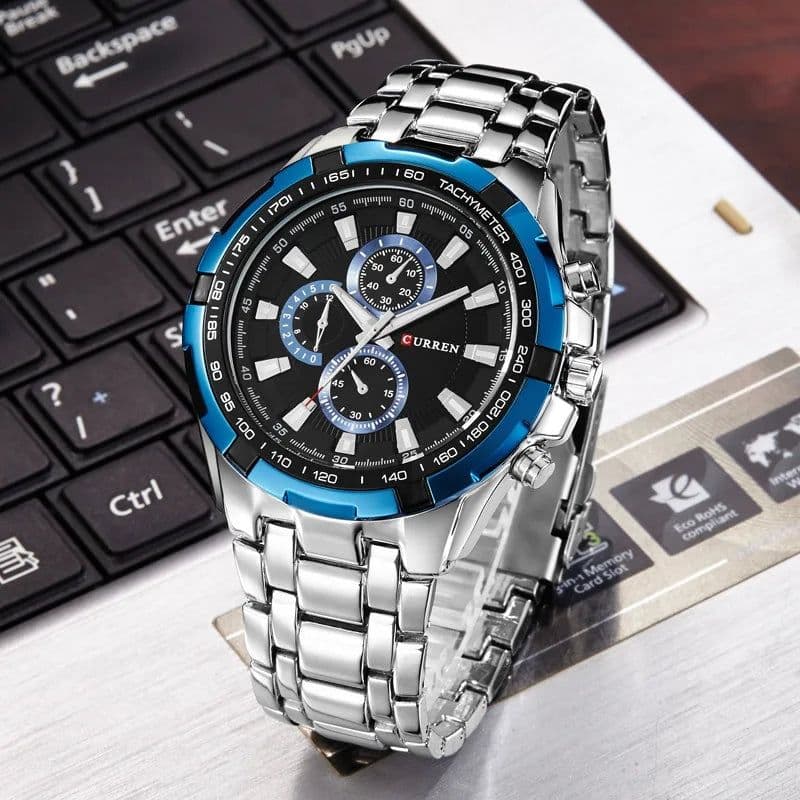 image-CURREN 8023 Quartz Watch Men Waterproof Sport Military Watches Mens Business Stainless Steel Wristwatch Male Clock reloj hombre