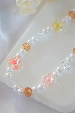image-"Softy Bloom" | Flowers & Crystals Beaded Phone Lanyard