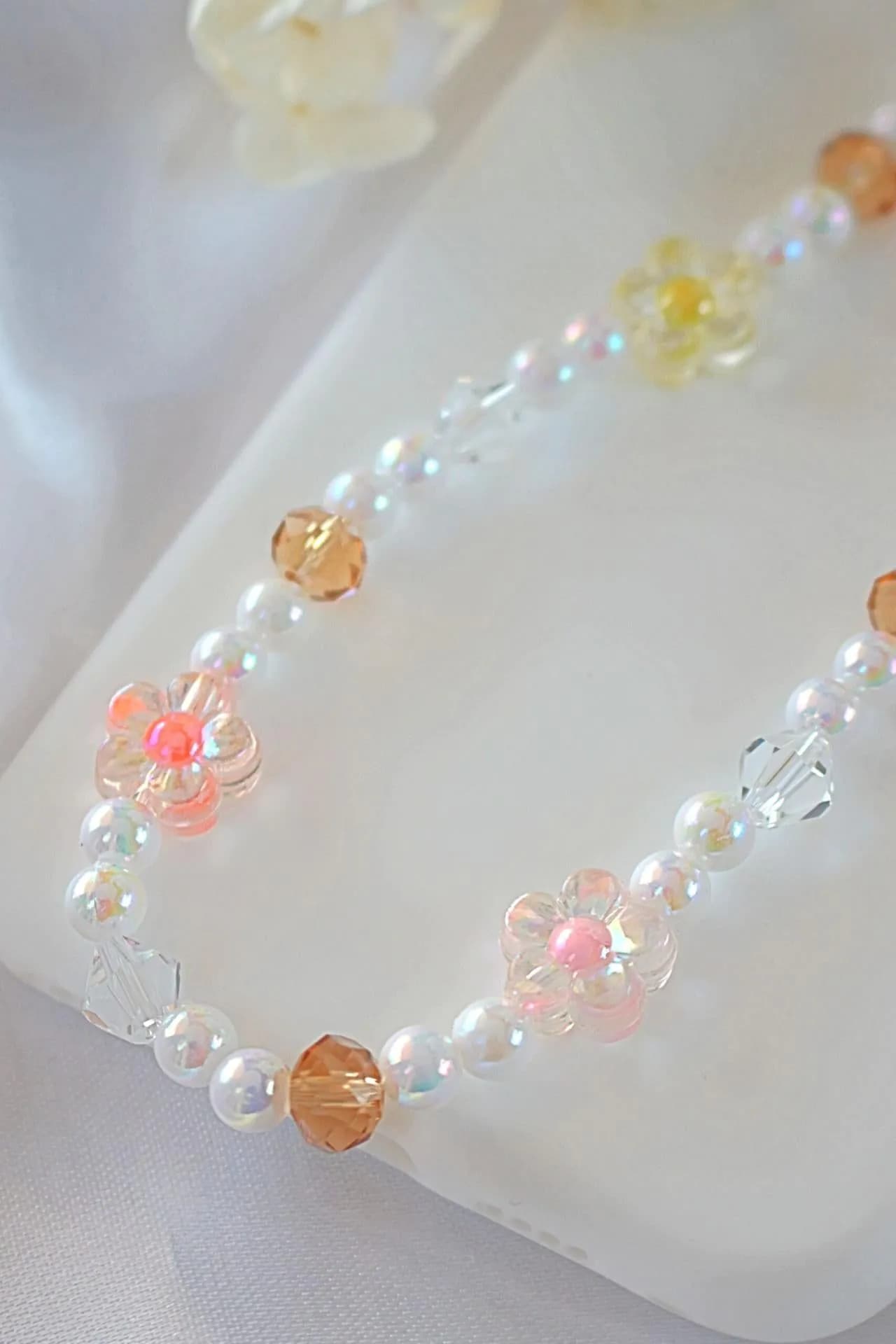 image-"Softy Bloom" | Flowers & Crystals Beaded Phone Lanyard