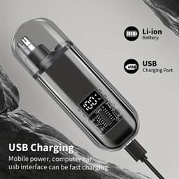 image-Suitable for men, USB charging nose and ear hair trimmer portable electric nose hair clipper, mini compact design, quick chargin