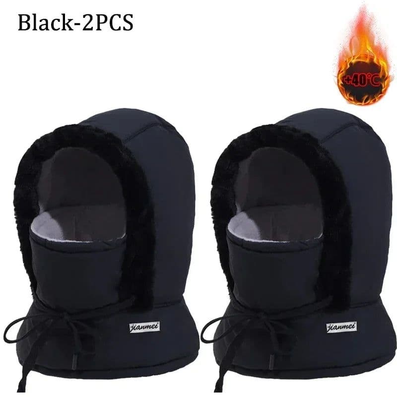 image-Cold Weather Thermal Balaclava Scarf Winter Windproof Hood Hat Plush Neck Warmer Ski Face Mask for Outdoor Activities