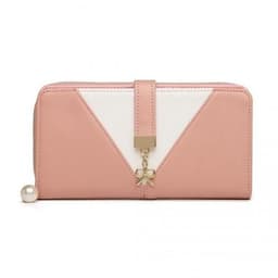 image-LP2216 - Miss Lulu Two Tone Women's Leather Look Clutch Purse - Pink