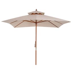 image-3x3m Wood Square Patio Umbrella Garden Market Parasol Sunshade Canopy