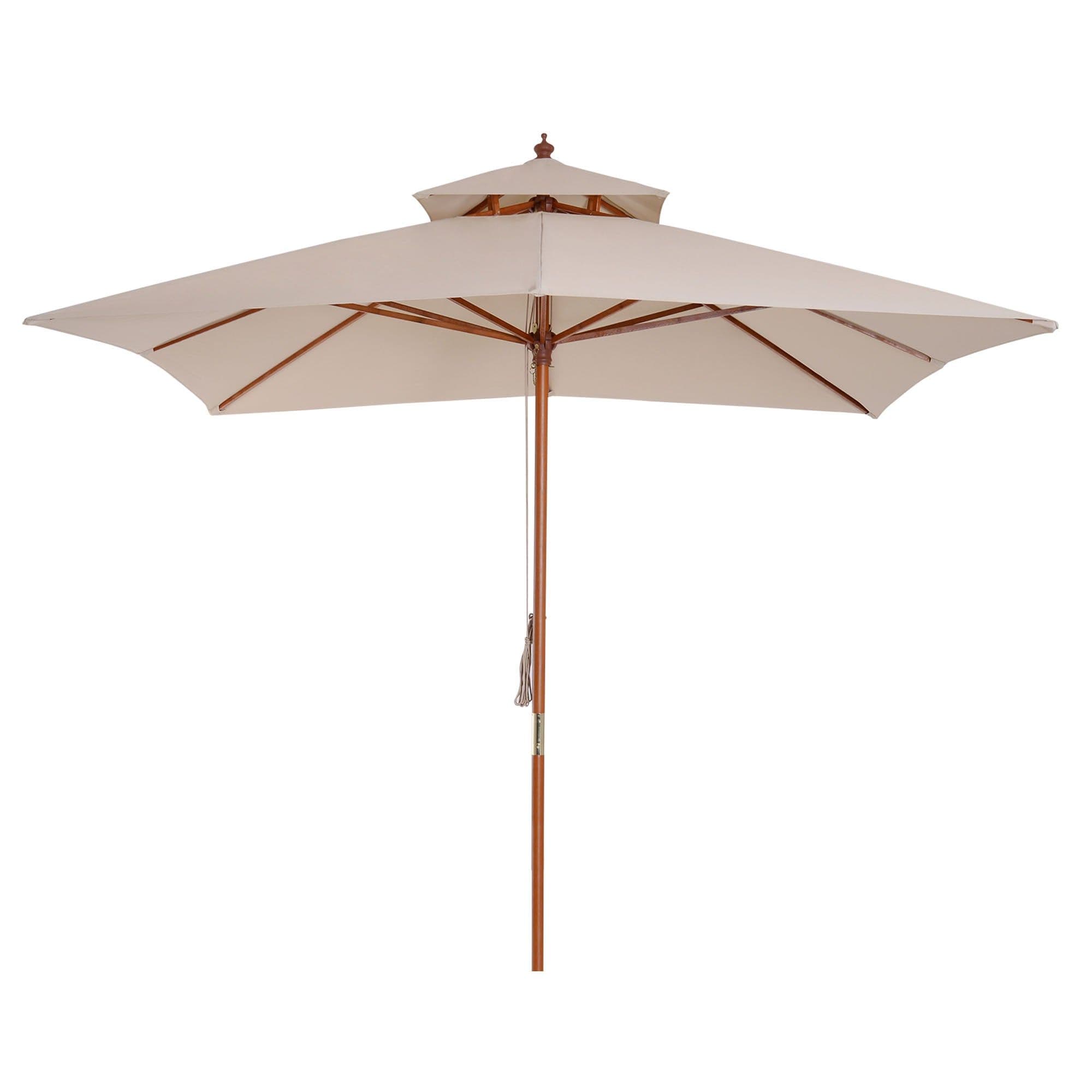 image-3x3m Wood Square Patio Umbrella Garden Market Parasol Sunshade Canopy