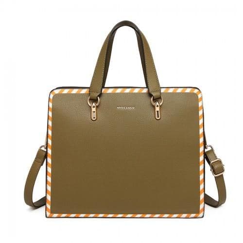 image-LT1953 - Miss Lulu Stripe Design Shoulder Bag - Green