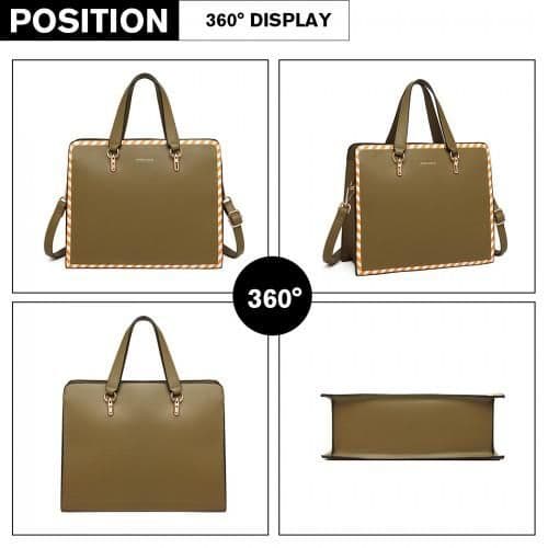 image-LT1953 - Miss Lulu Stripe Design Shoulder Bag - Green