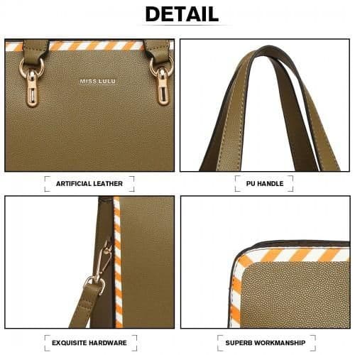 image-LT1953 - Miss Lulu Stripe Design Shoulder Bag - Green