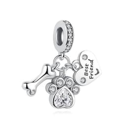 image-Original 925 Sterling Silver Charms Love Pets Dog Cat Paw Print Pendant Beads Fit Brand Bracelets Necklaces Women DIY Jewelry
