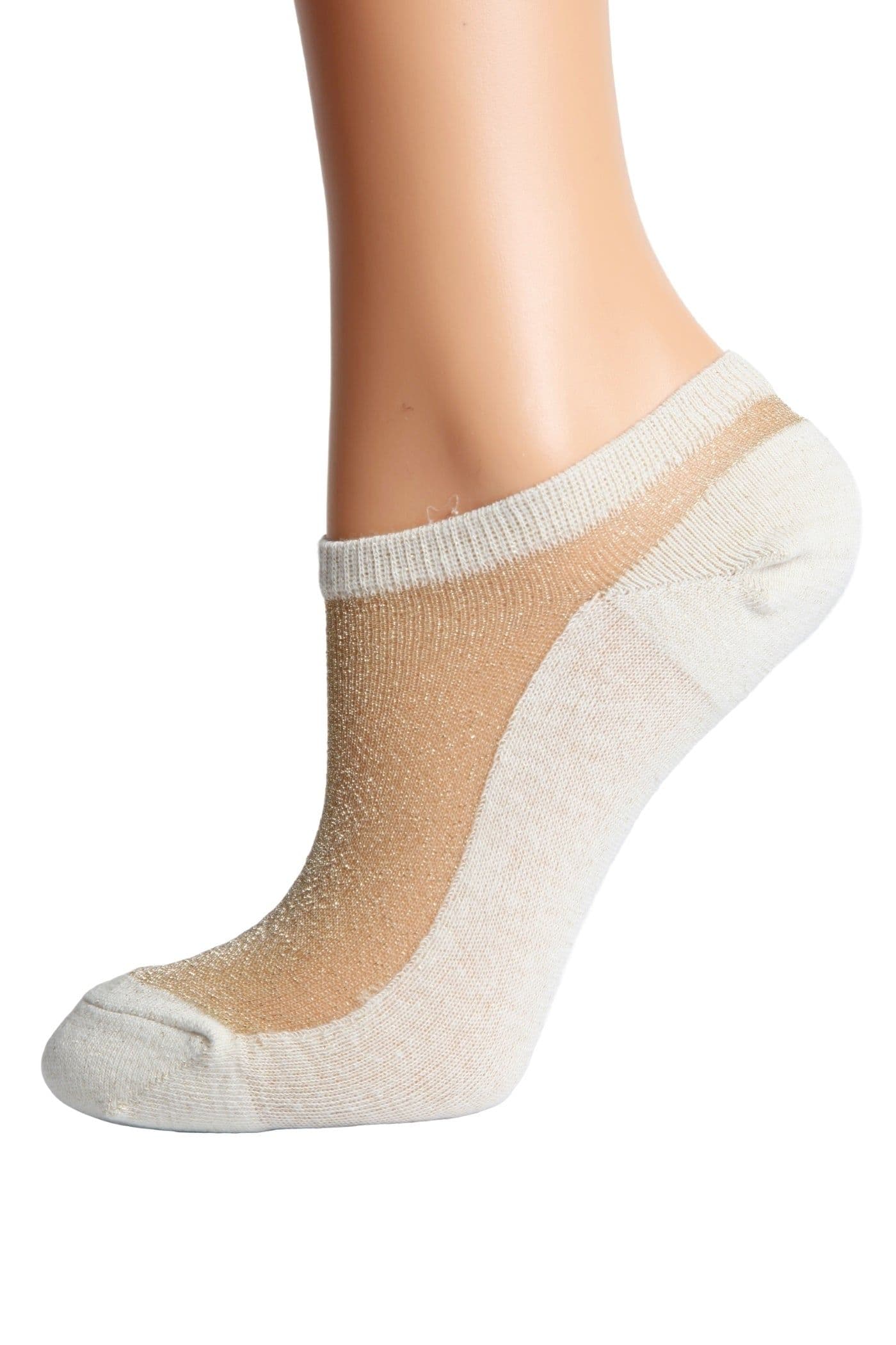 image-LUCINA beige glittery socks for women