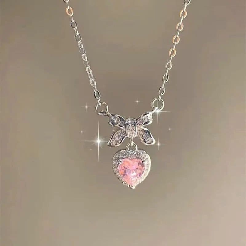 image-New Wine Red Cherry Gold Color Pendant Necklace For Women Personality Fashion Necklace Wedding Jewelry Birthday Gifts
