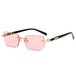 image-Rimless Sunglasses Rectangle Fashion Popular Women Men Shades Small Square Sun Glasses For Female Male Summer Traveling Oculos