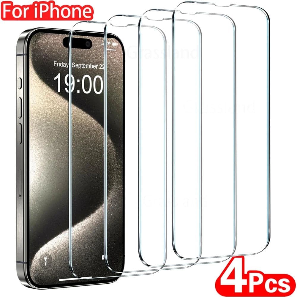 image-4Pcs Tempered Glass For iPhone 16 15 14 13 12 11 Pro Max Screen Protector For iPhone 7 8 Plus X XS Max XR Protective Glass Film