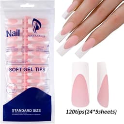 image-240/120Pcs Colorful French Short Square False Nails Full Cover Fake Nail Tip Extension Acrylic Wearable Ballerina Press on Nails
