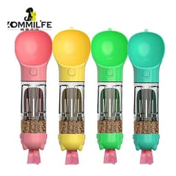 image-KOMMILIFE Portable Cat Dog Water Bottle Food Feeder Drinker Poop Dispenser 3 In 1 Leak-proof Multifunctional Dog Waterer Bottle