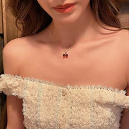 image-New Wine Red Cherry Gold Color Pendant Necklace For Women Personality Fashion Necklace Wedding Jewelry Birthday Gifts