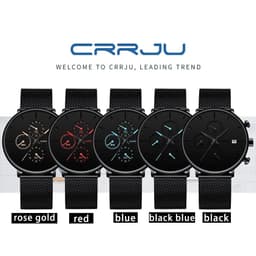 image-CRRJU Mens Watches Luxury Sport Wrist Watch Unique Design Stainless Steel Auto Date Mesh Strap Men Fashion Casual Quartz Watches
