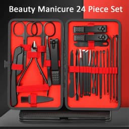 image-7/10/12/18/20/24PCS Set Professional Manicure Set Kits Stainless Steel Fingernail Toenail Clippers Set with Leather Portable