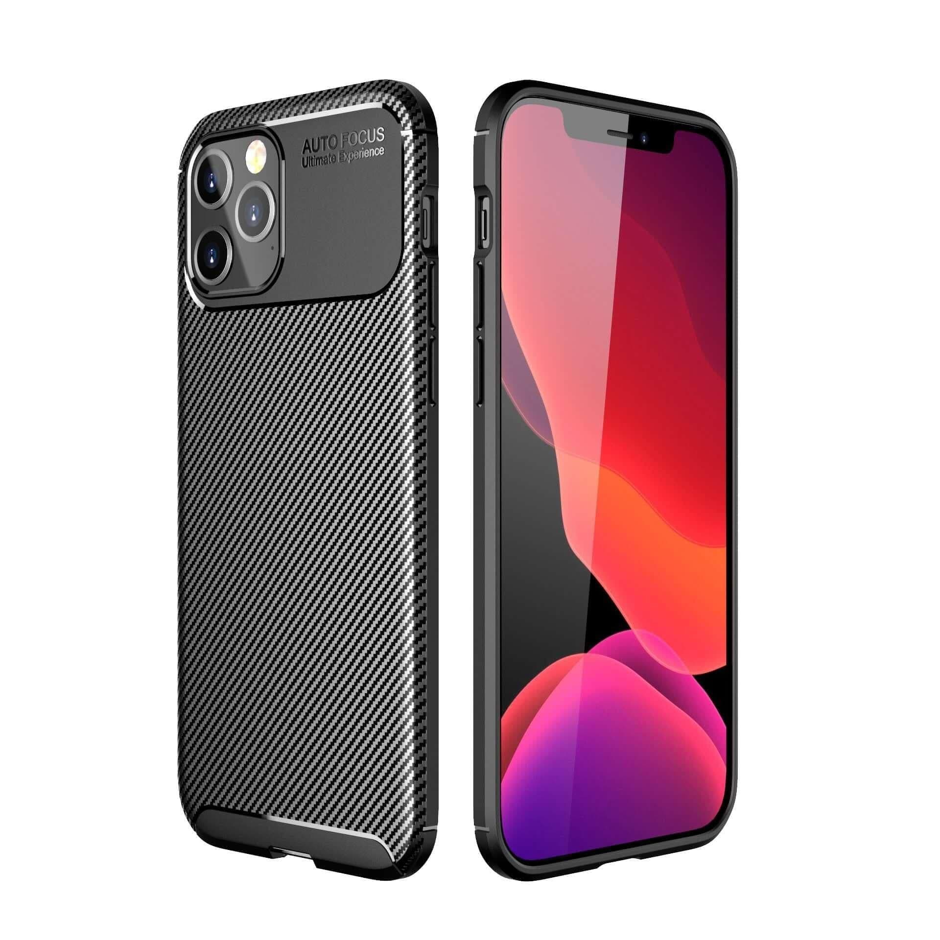 image-Carbon Fibre TPU Black Case - For iPhone 12 Pro Max