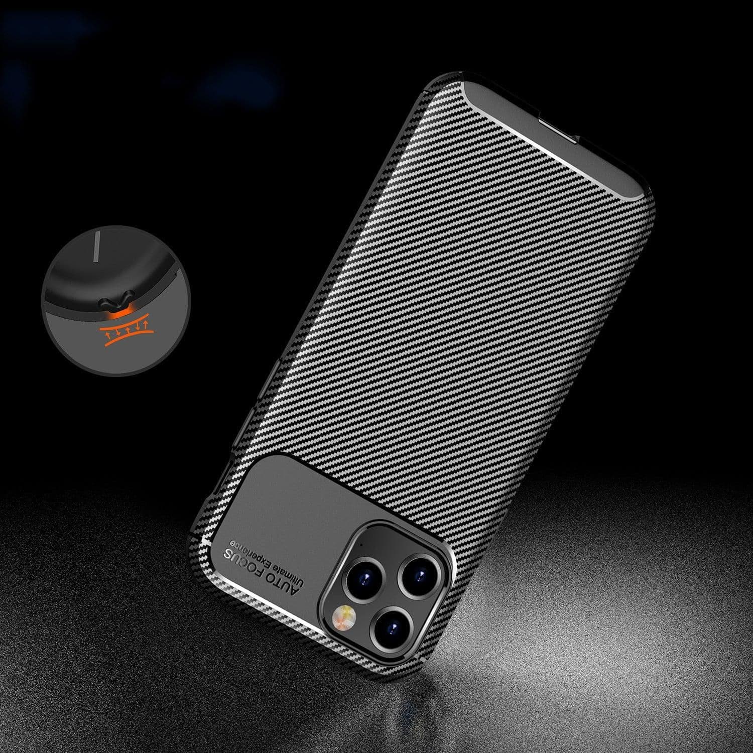 image-Carbon Fibre TPU Black Case - For iPhone 12 Pro Max