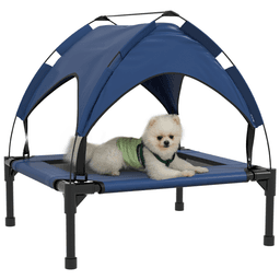 image-PawHut Cooling Raised Dog Bed w/ Breathable Mesh, for Mini, S Dogs - Dark Blue