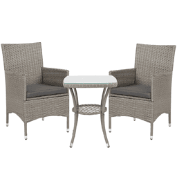 image-3 Pcs Rattan Bistro Set: 1 x Table, 2 x Chairs