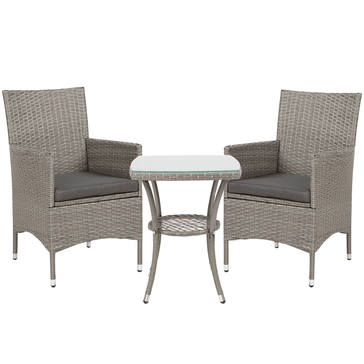 image-3 Pcs Rattan Bistro Set: 1 x Table, 2 x Chairs