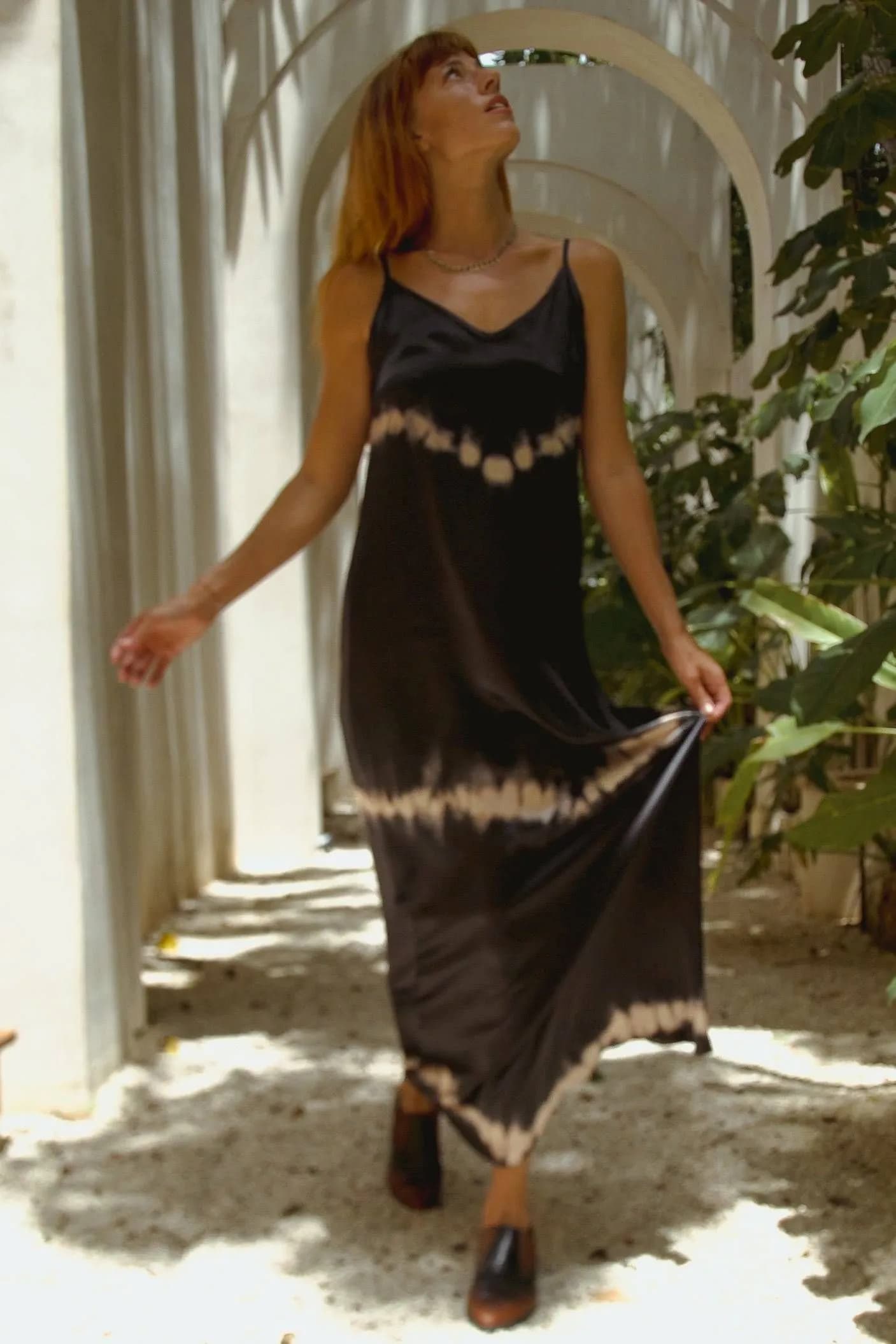 image-Andromeda Silk Dress in Black Shibori