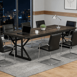 image-Conference Table - Rectangular, 6-Seat, Durable Wood, 70.86”L x 31.49”W x 29.52”H